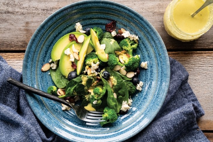 Blueberry Patch Salad with Curry Cashew Dressing