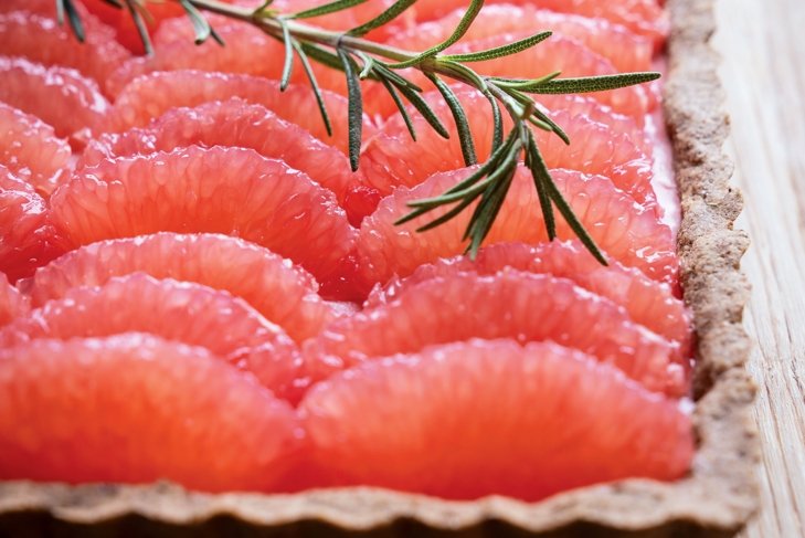 Red Grapefruit and Rosemary Tart