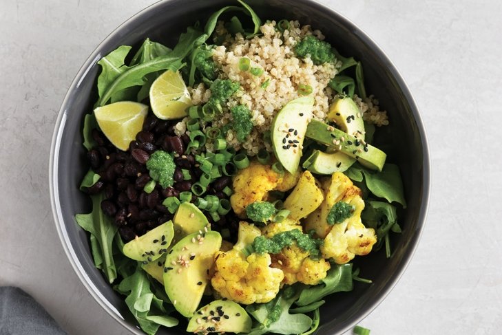 Curried Cauliflower Bowl with Cilantro Chutney