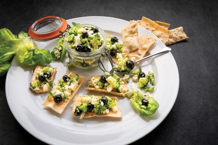 Raw Broccoli, Cauliflower, and Blueberry Caviar 