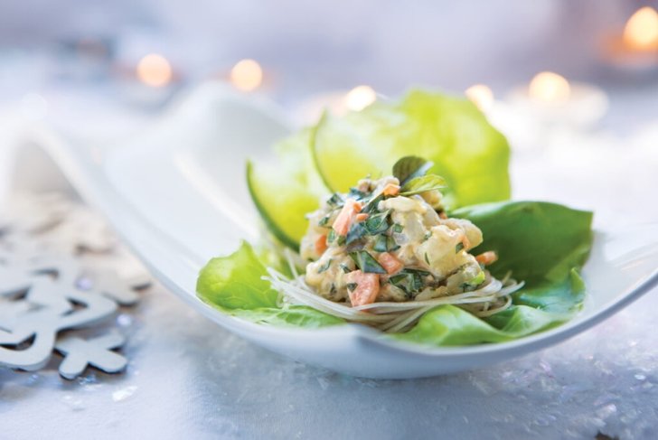 Basil Shrimp and Glass Noodle Lettuce Cups