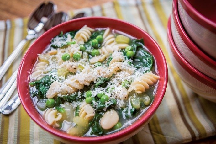 Healthy Soup Recipes-Green Minestrone with Butter Beans and Fusilli